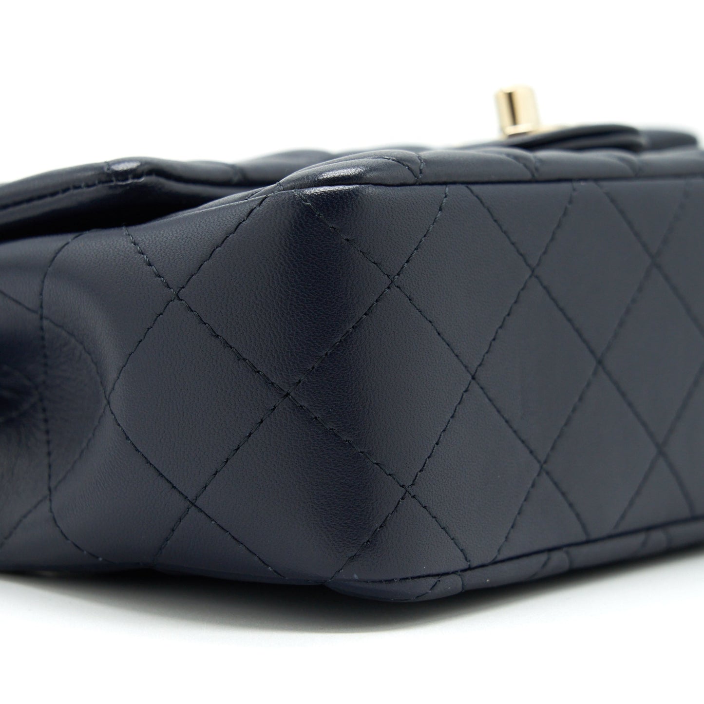 Chanel Mini Rectangular Flap Bag Lambskin Navy LGHW