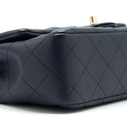 Chanel Mini Rectangular Flap Bag Lambskin Navy LGHW