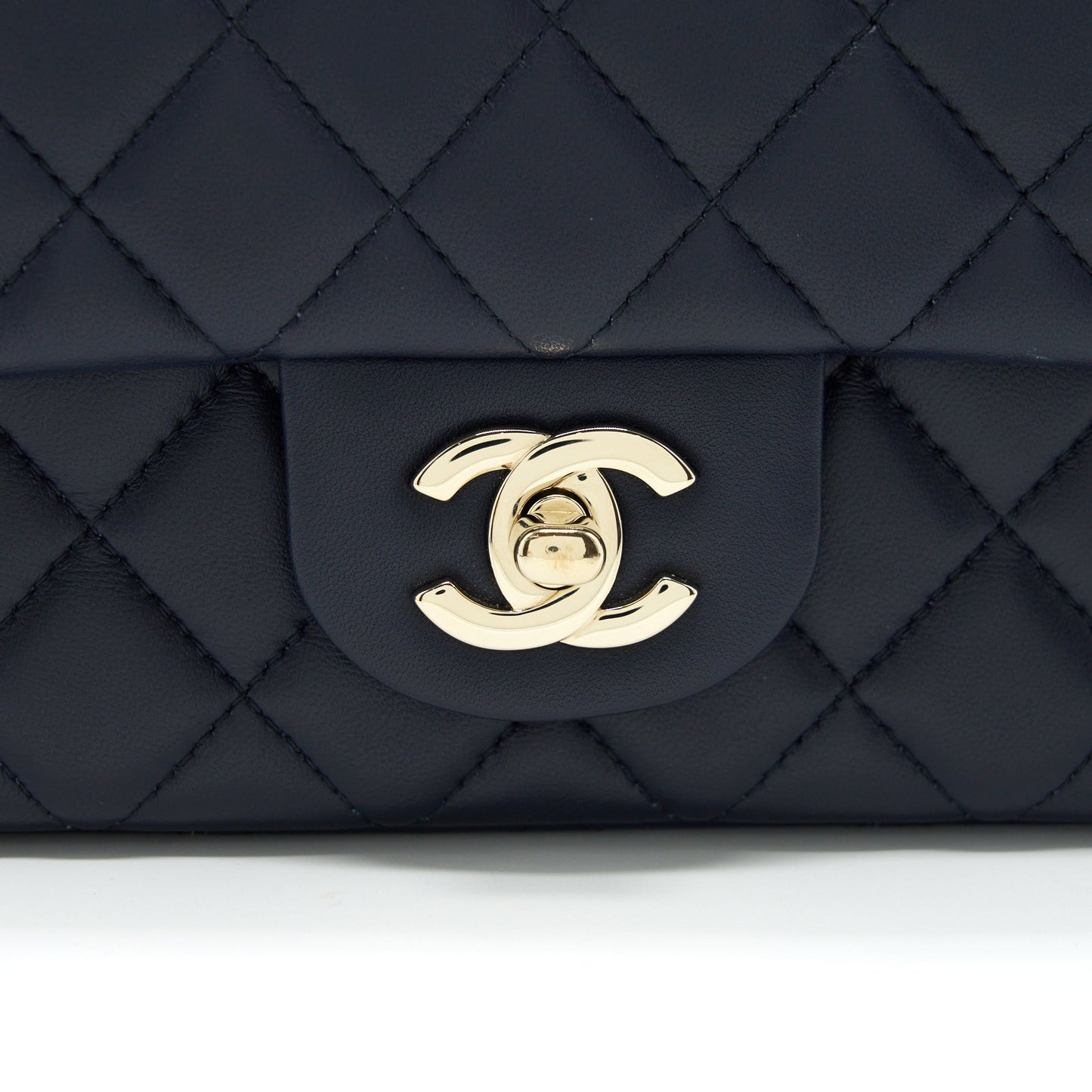 Chanel Mini Rectangular Flap Bag Lambskin Navy LGHW