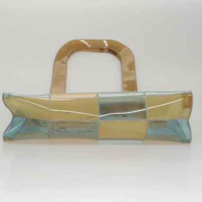 CHANEL Choco Bar Shoulder Bag Vinyl Beige Blue CC 110818