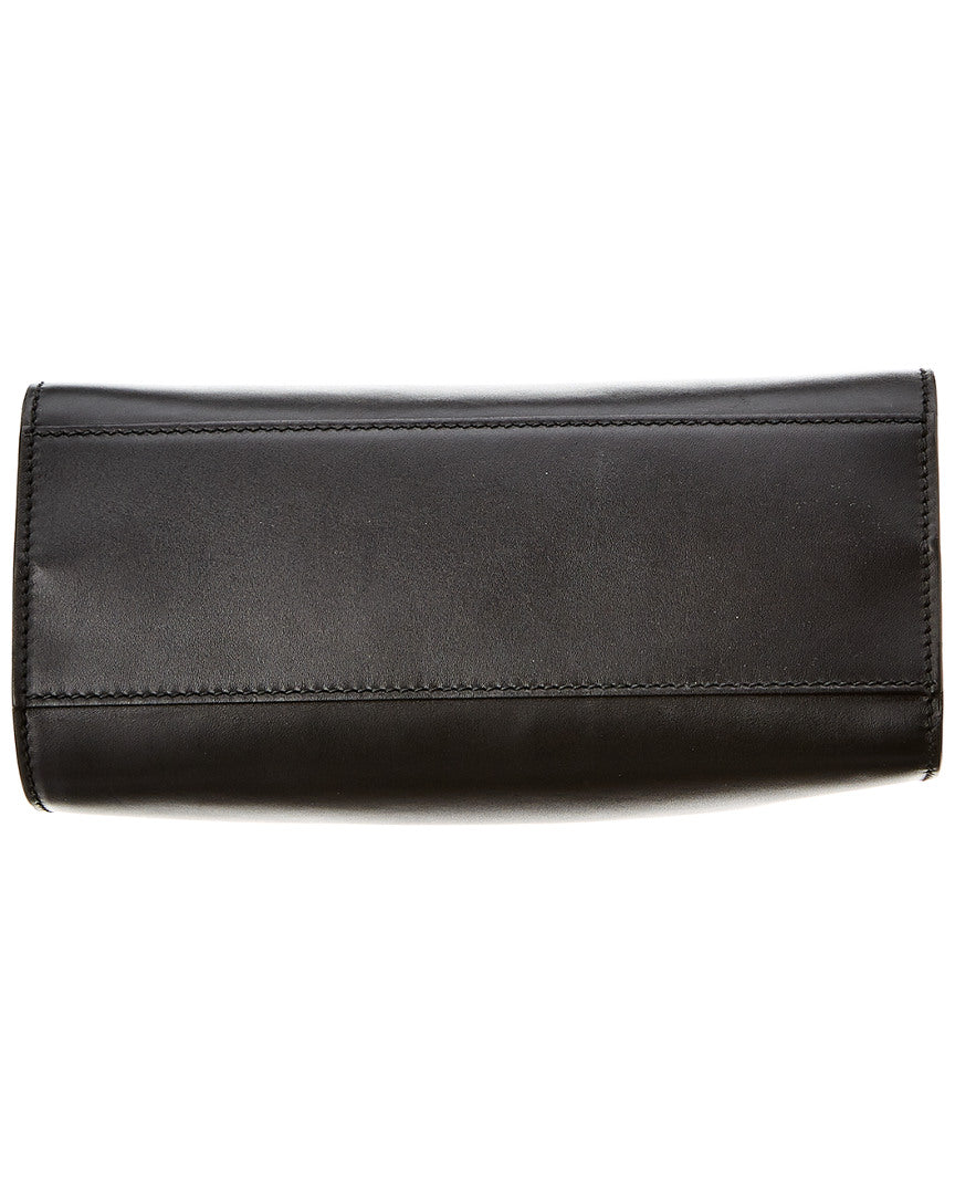 Gucci Black Leather Bamboo Nymphaea Bag