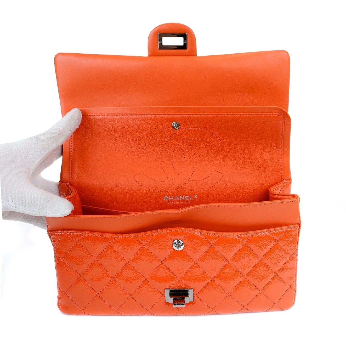 Chanel Tangerine Quilted Glazed Caviar Classic Reissue