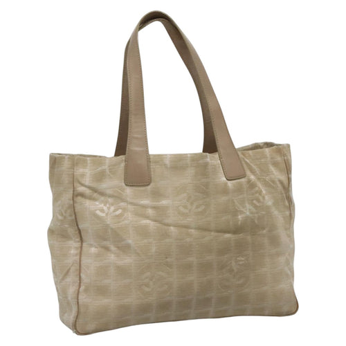 CHANEL New Travel line Tote Bag Nylon Beige CC 111943