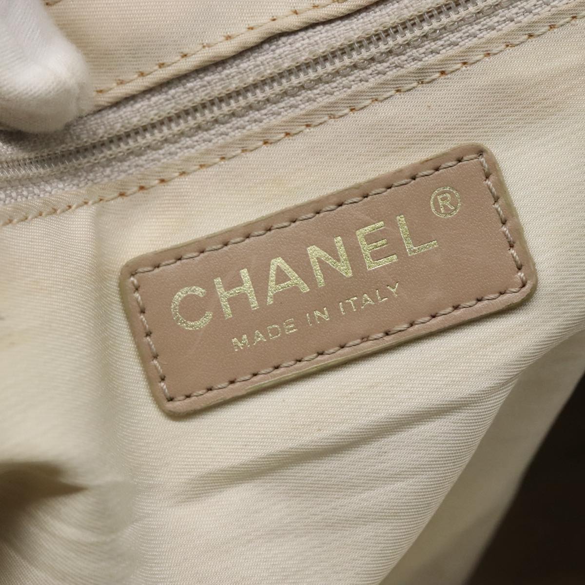CHANEL New Travel line Tote Bag Nylon Beige CC 111943