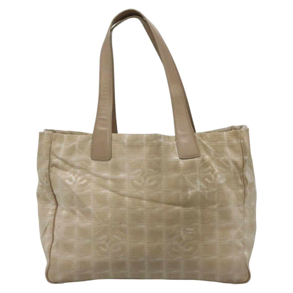 CHANEL New Travel line Tote Bag Nylon Beige CC 111943
