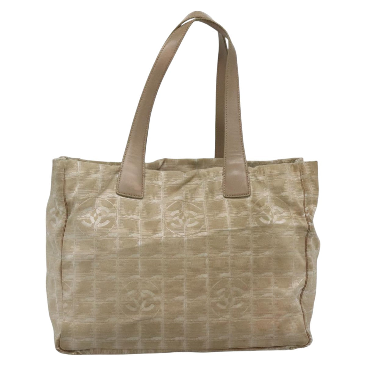 CHANEL New Travel line Tote Bag Nylon Beige CC 111943
