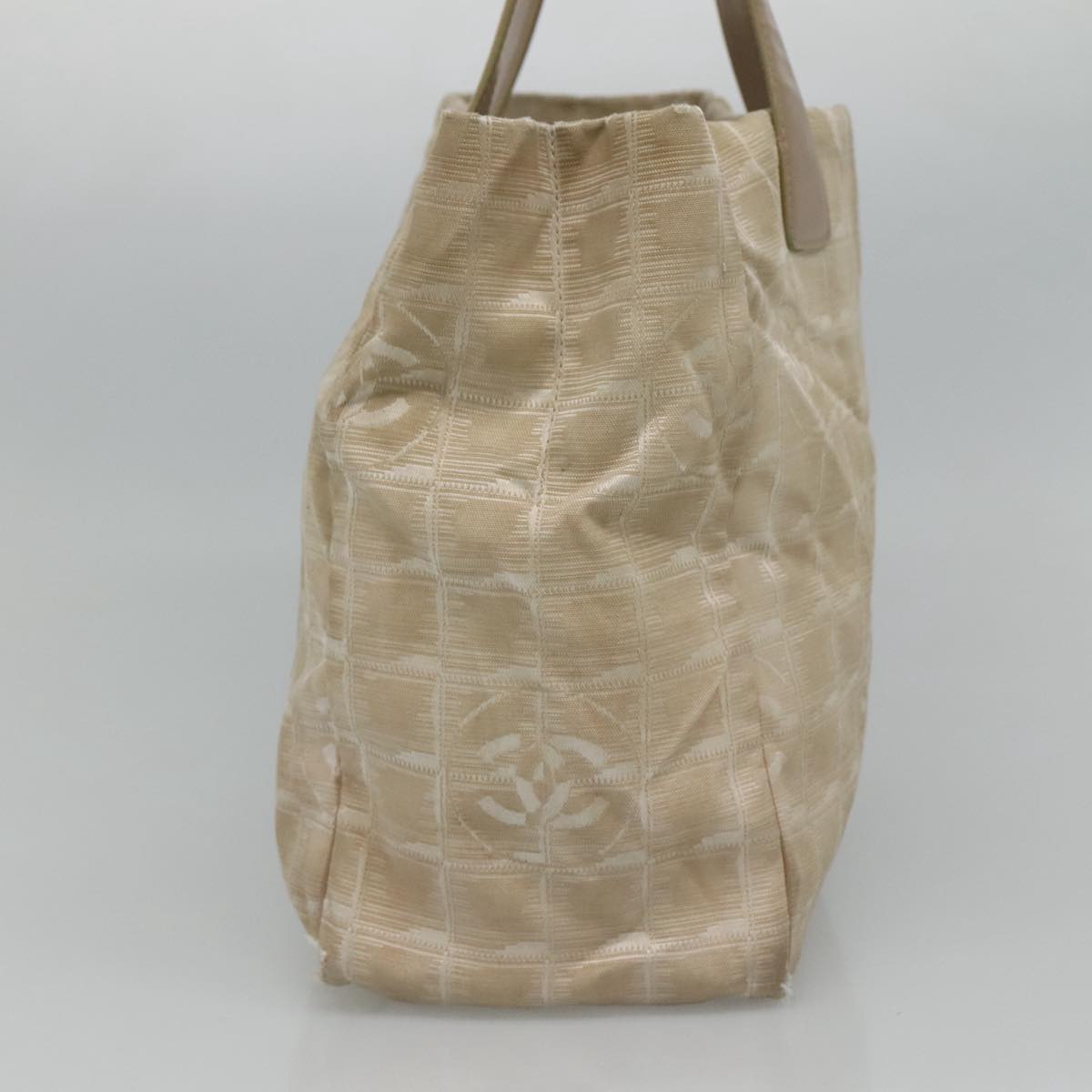 CHANEL New Travel line Tote Bag Nylon Beige CC 111943