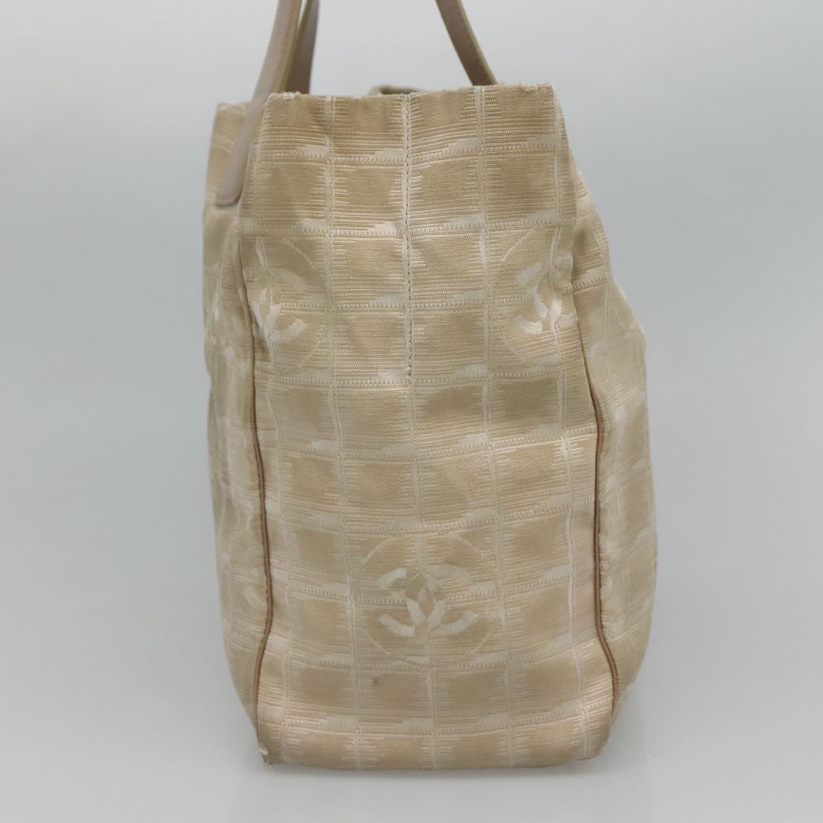 CHANEL New Travel line Tote Bag Nylon Beige CC 111943