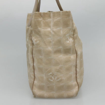 CHANEL New Travel line Tote Bag Nylon Beige CC 111943