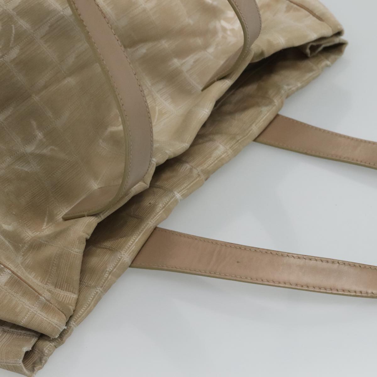 CHANEL New Travel line Tote Bag Nylon Beige CC 111943