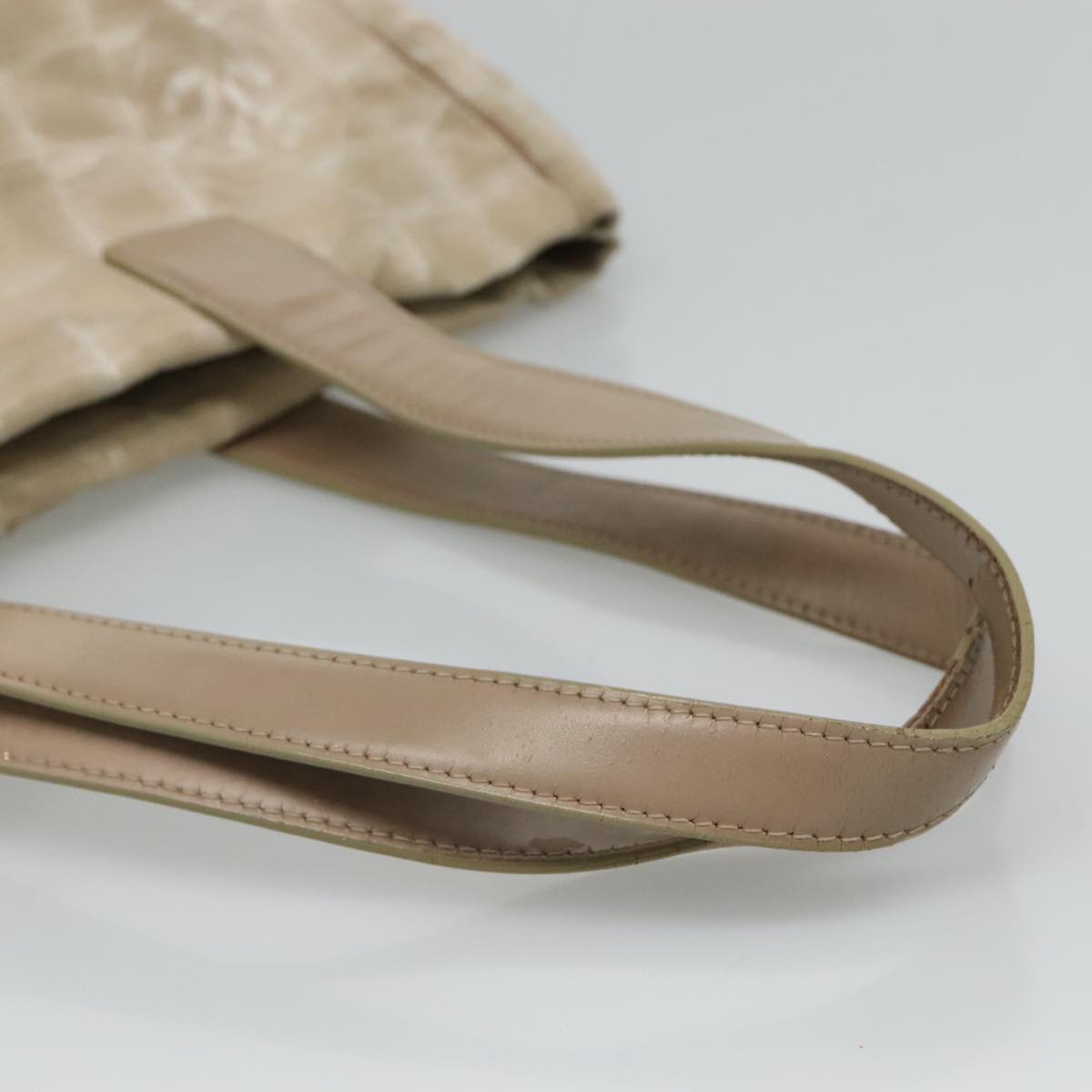CHANEL New Travel line Tote Bag Nylon Beige CC 111943