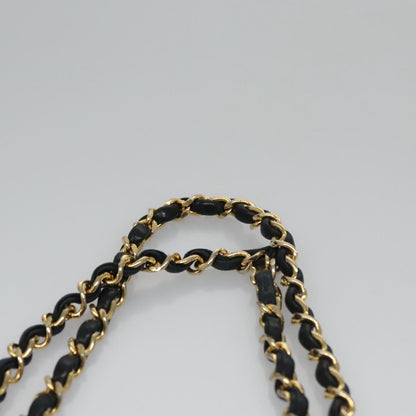 CHANEL Matelasse 25 Double Flap Chain Bag Lamb Skin Black Gold CC 111947A