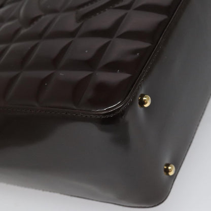 CHANEL Choco Bar Shoulder Bag Patent leather Brown CC 112054