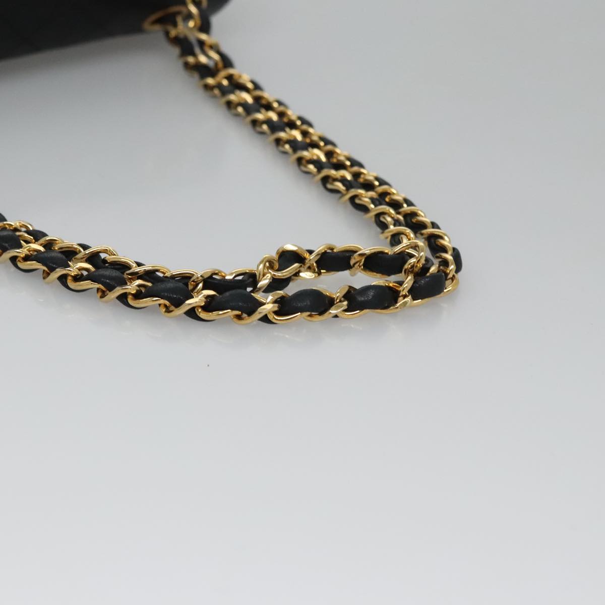 CHANEL Matelasse 23 Double Flap Chain Bag Lamb Skin Black Gold CC 112055