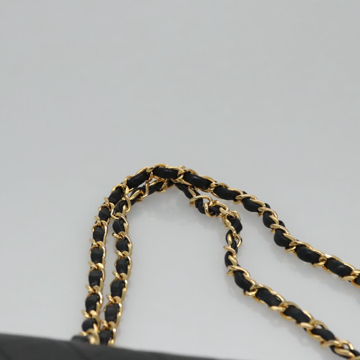 CHANEL Matelasse 23 Double Flap Chain Bag Lamb Skin Black Gold CC 112055