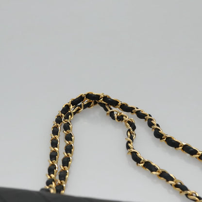 CHANEL Matelasse 23 Double Flap Chain Bag Lamb Skin Black Gold CC 112055