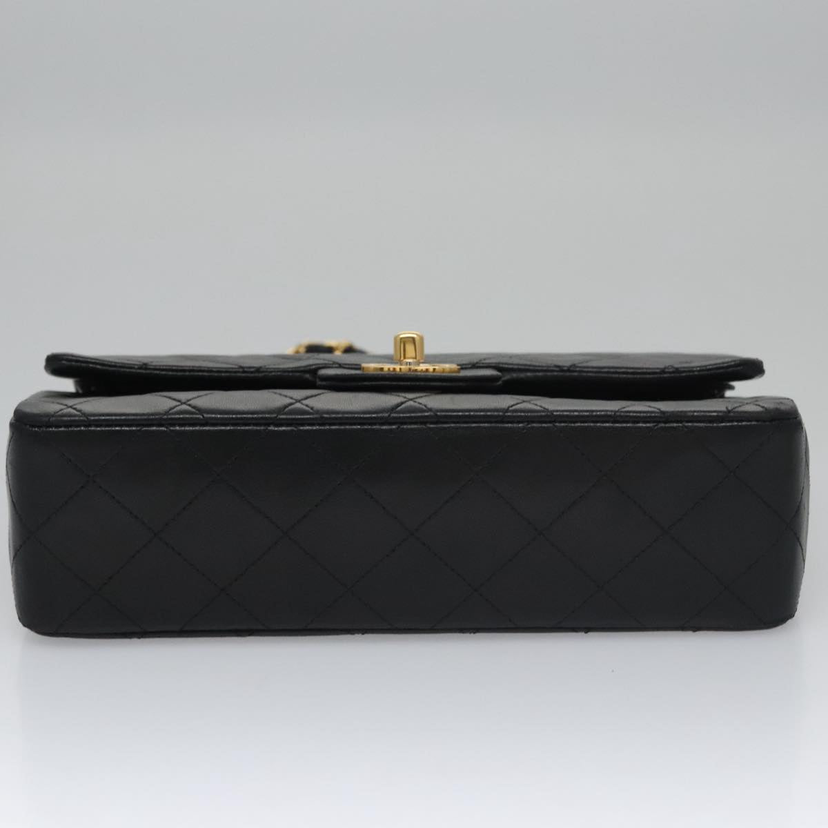 CHANEL Matelasse 23 Double Flap Chain Bag Lamb Skin Black Gold CC 112055