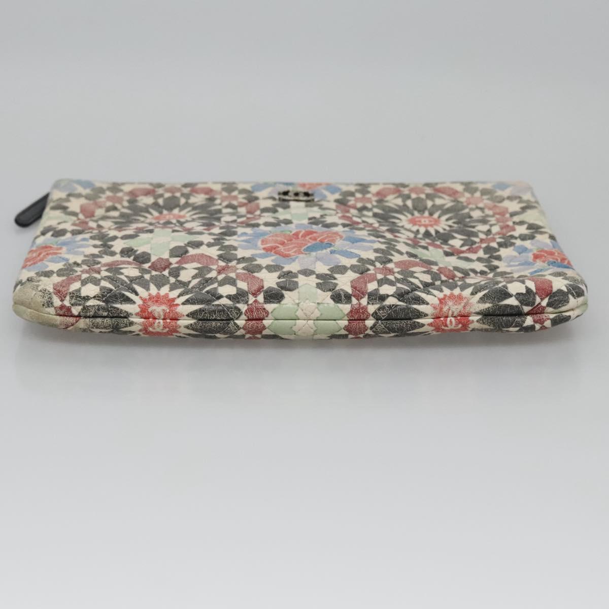 CHANEL Matelasse Clutch Bag Lamb Skin Multicolor CC 112262