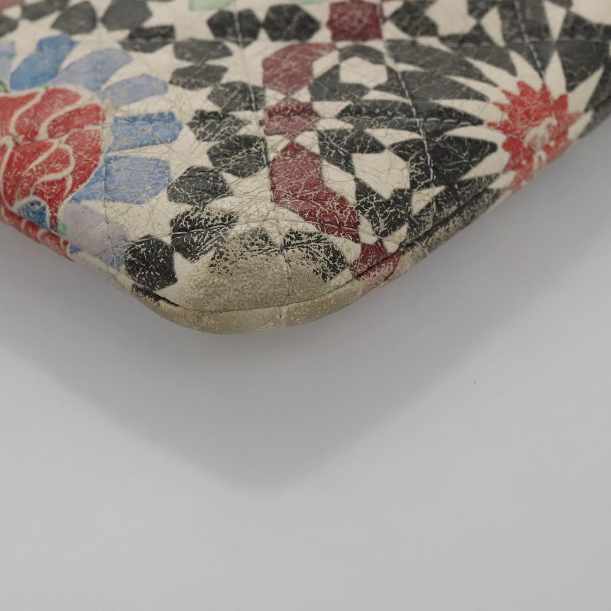 CHANEL Matelasse Clutch Bag Lamb Skin Multicolor CC 112262