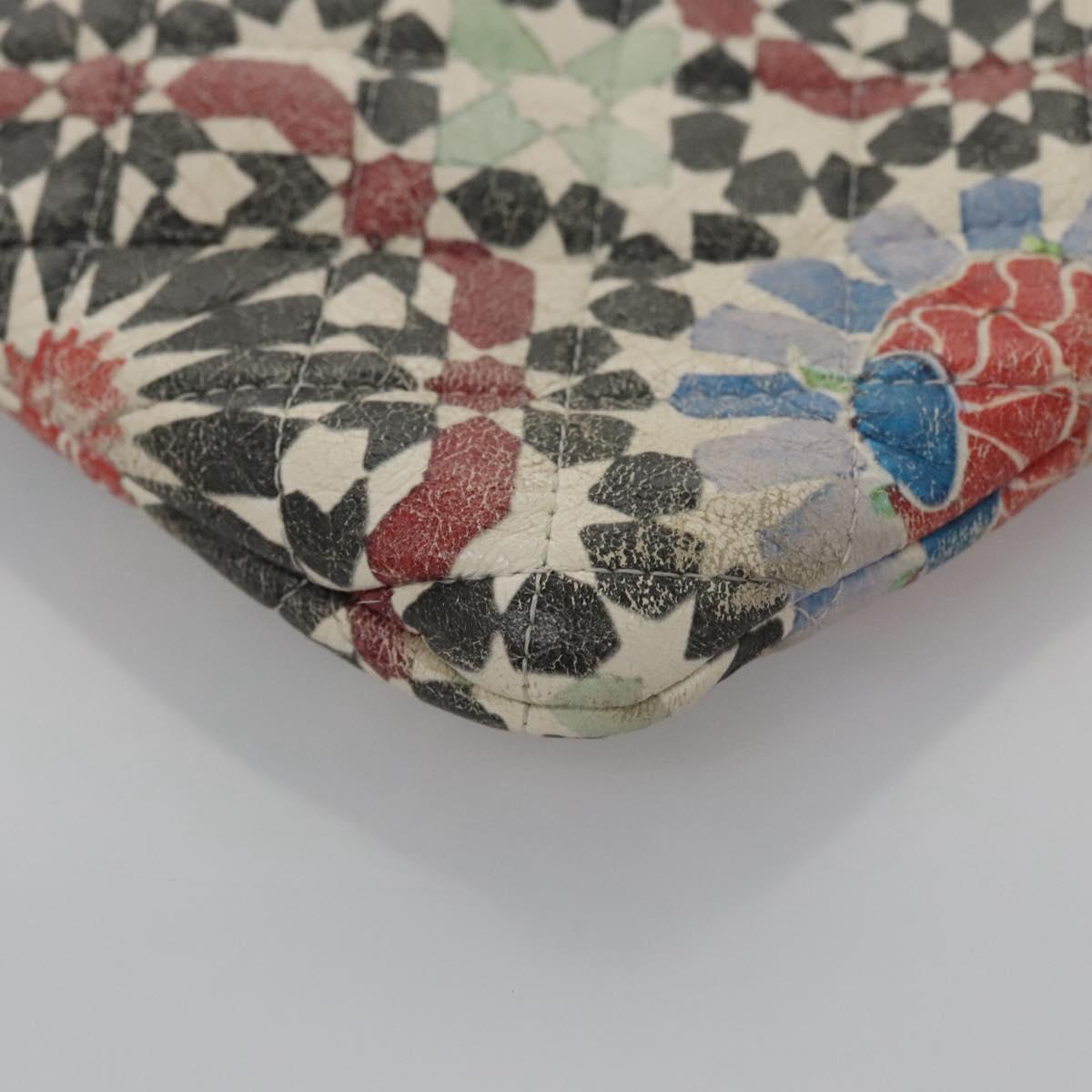 CHANEL Matelasse Clutch Bag Lamb Skin Multicolor CC 112262