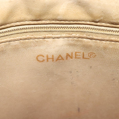CHANEL Matelasse Chain Shoulder Bag Lamb Skin Beige CC 112263