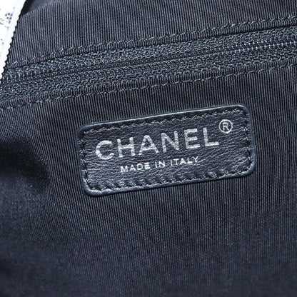 CHANEL Camelia Hand Bag Velor White CC 113114
