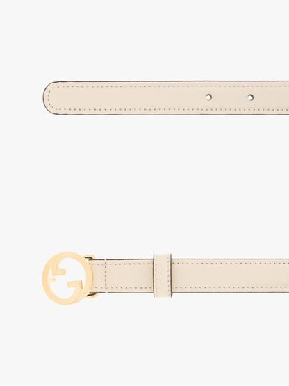 Gucci Blondie Thin Leather Belt White