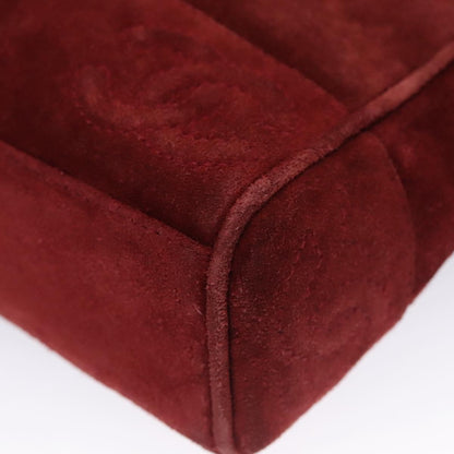 CHANEL Triple Coco Chain Shoulder Bag Suede Red CC 113272