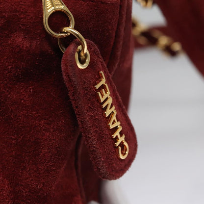 CHANEL Triple Coco Chain Shoulder Bag Suede Red CC 113272