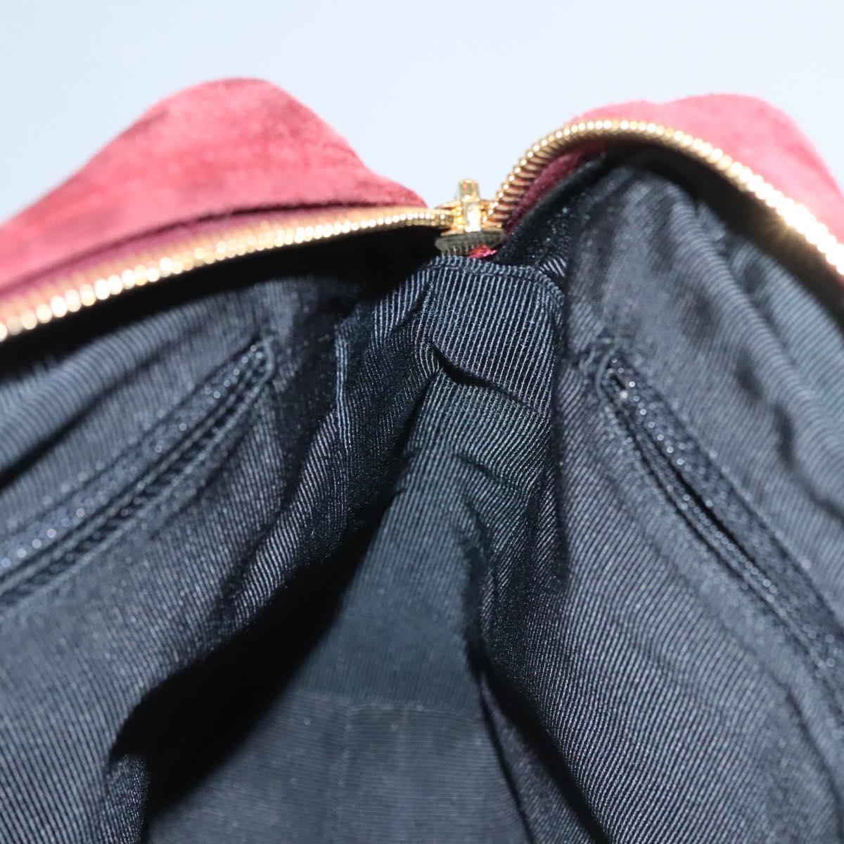 CHANEL Triple Coco Chain Shoulder Bag Suede Red CC 113272
