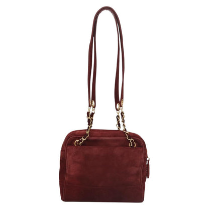 CHANEL Triple Coco Chain Shoulder Bag Suede Red CC 113272