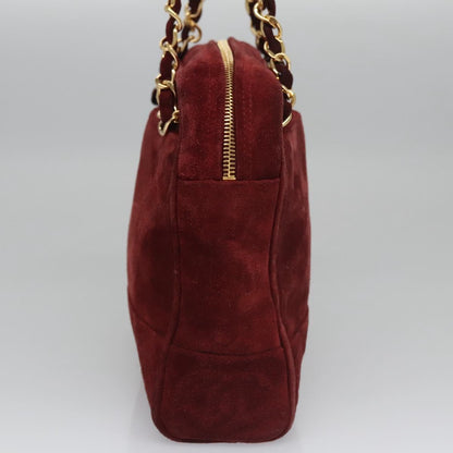 CHANEL Triple Coco Chain Shoulder Bag Suede Red CC 113272