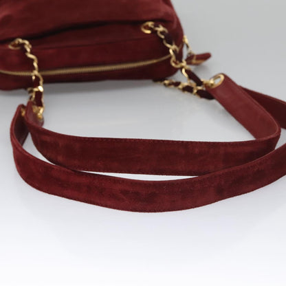 CHANEL Triple Coco Chain Shoulder Bag Suede Red CC 113272