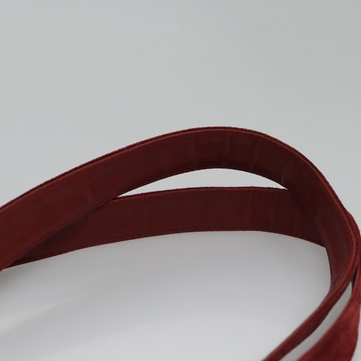 CHANEL Triple Coco Chain Shoulder Bag Suede Red CC 113272