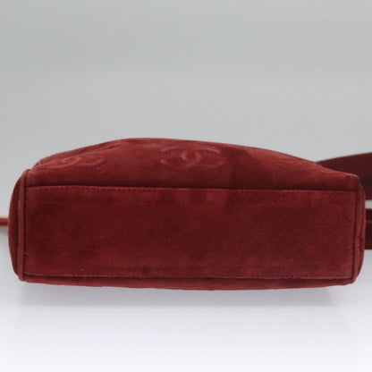 CHANEL Triple Coco Chain Shoulder Bag Suede Red CC 113272