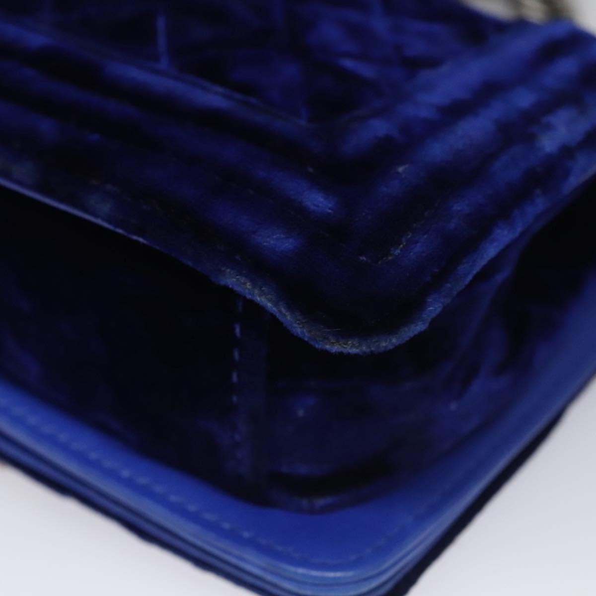 CHANEL Chain Boy Chanel Shoulder Bag Velor Blue CC 113273