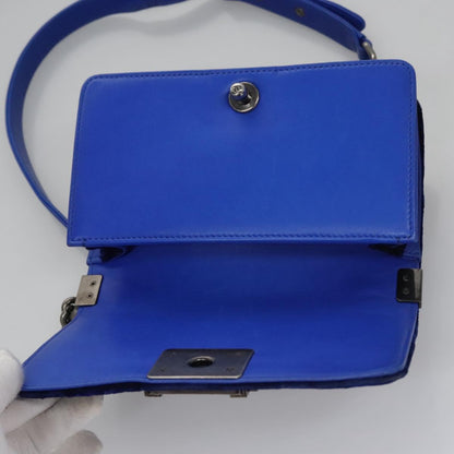 CHANEL Chain Boy Chanel Shoulder Bag Velor Blue CC 113273