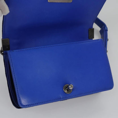 CHANEL Chain Boy Chanel Shoulder Bag Velor Blue CC 113273