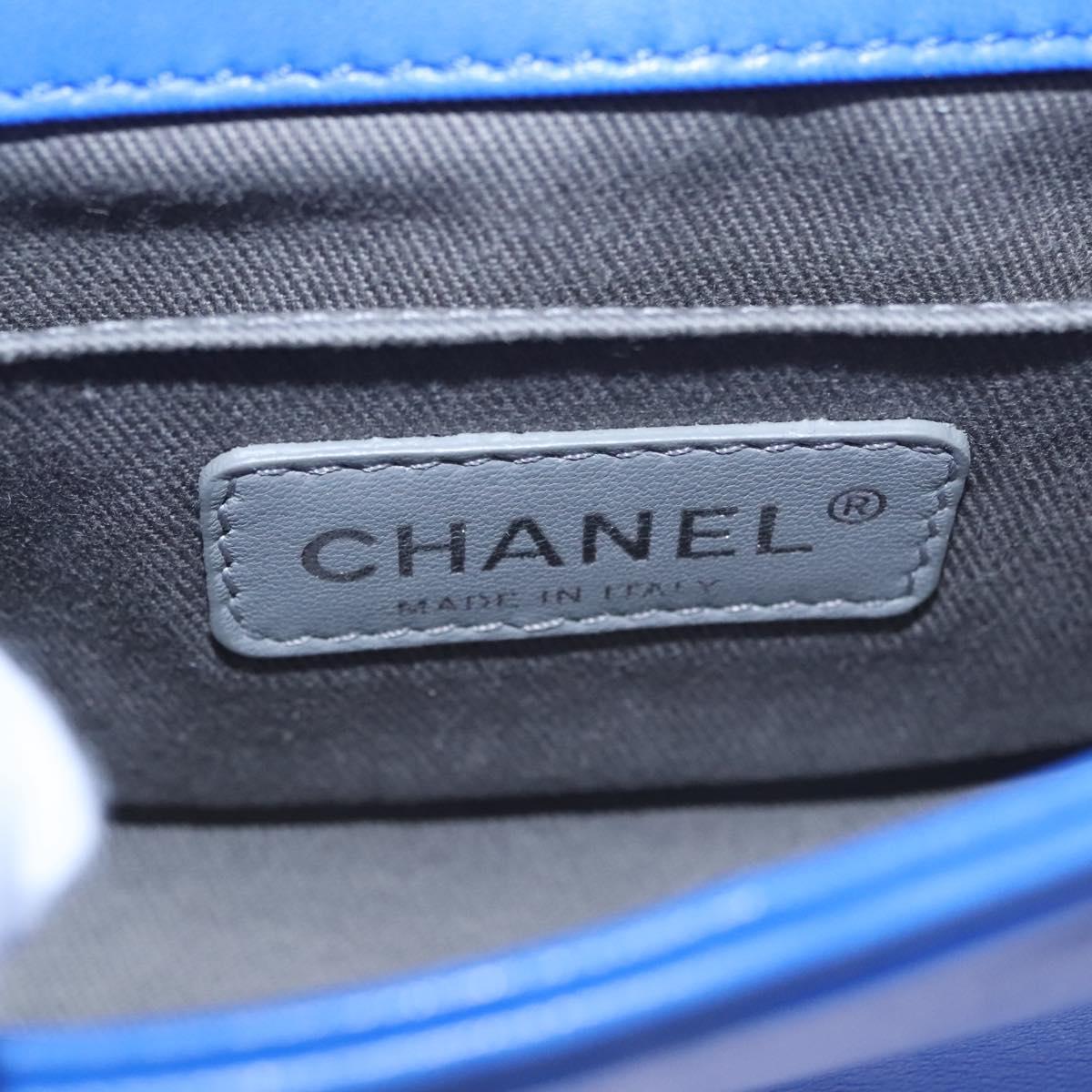 CHANEL Chain Boy Chanel Shoulder Bag Velor Blue CC 113273