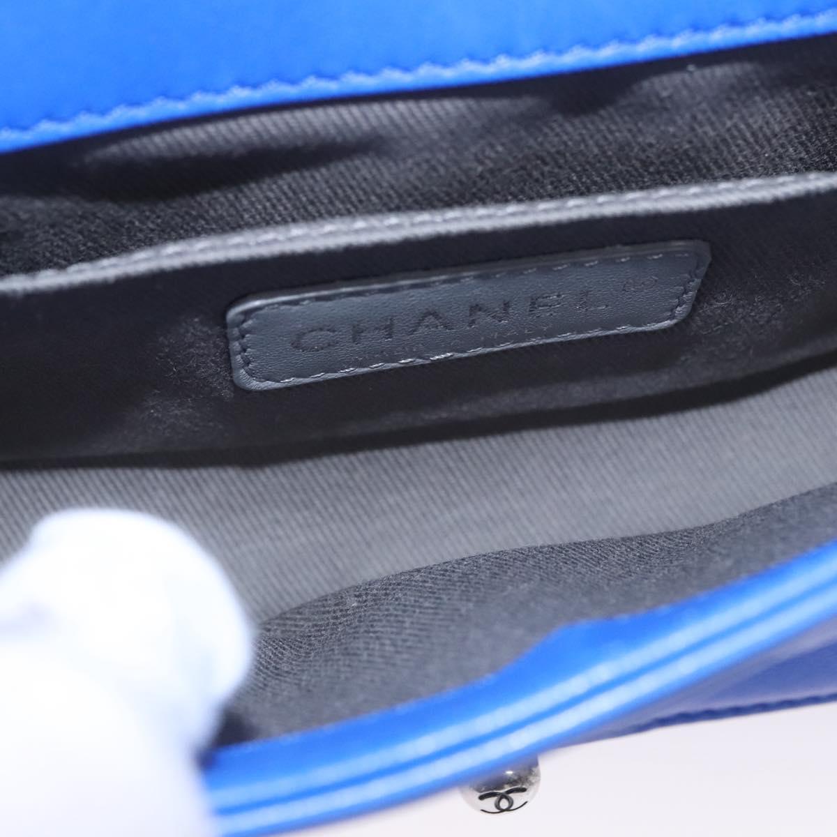 CHANEL Chain Boy Chanel Shoulder Bag Velor Blue CC 113273