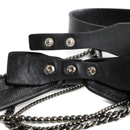 Chanel Black Leather Bow Belt with Chains size 95