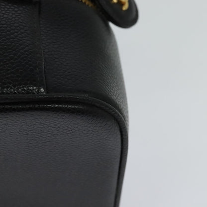 CHANEL Vanity Cosmetic Pouch Caviar Skin Black Gold CC 113790