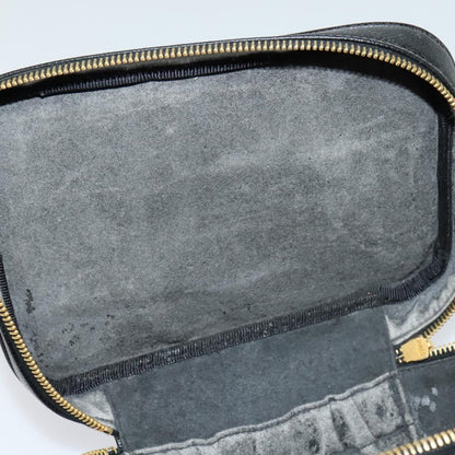 CHANEL Vanity Cosmetic Pouch Caviar Skin Black Gold CC 113790
