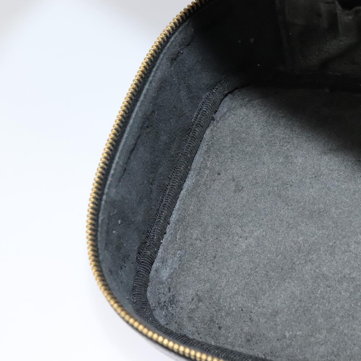 CHANEL Vanity Cosmetic Pouch Caviar Skin Black Gold CC 113790