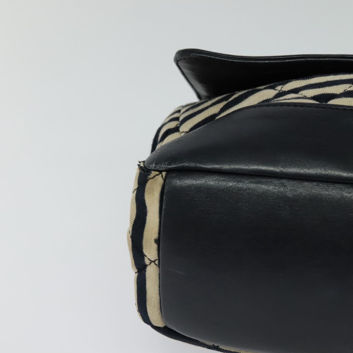 CHANEL Matelasse Chain Shoulder Bag Cotton Navy CC 113826