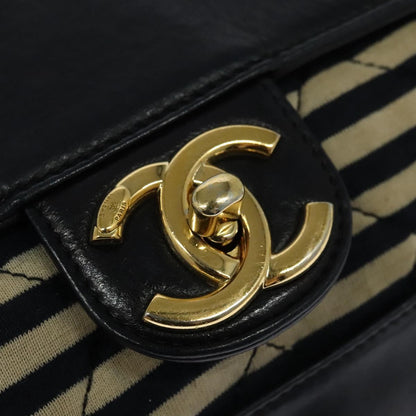 CHANEL Matelasse Chain Shoulder Bag Cotton Navy CC 113826
