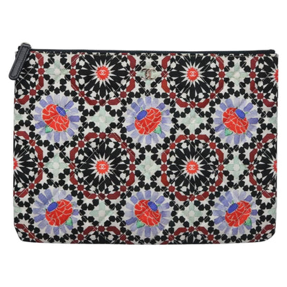 CHANEL Clutch Bag Cotton White CC 113828A