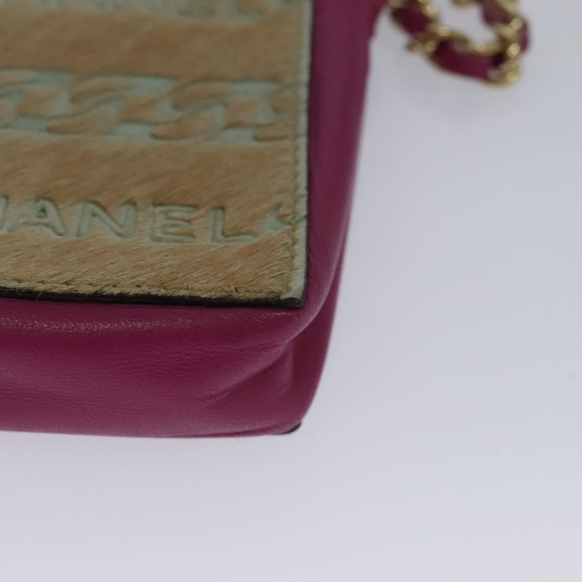 CHANEL Chain Cigarette Case Leather Pink CC 113829