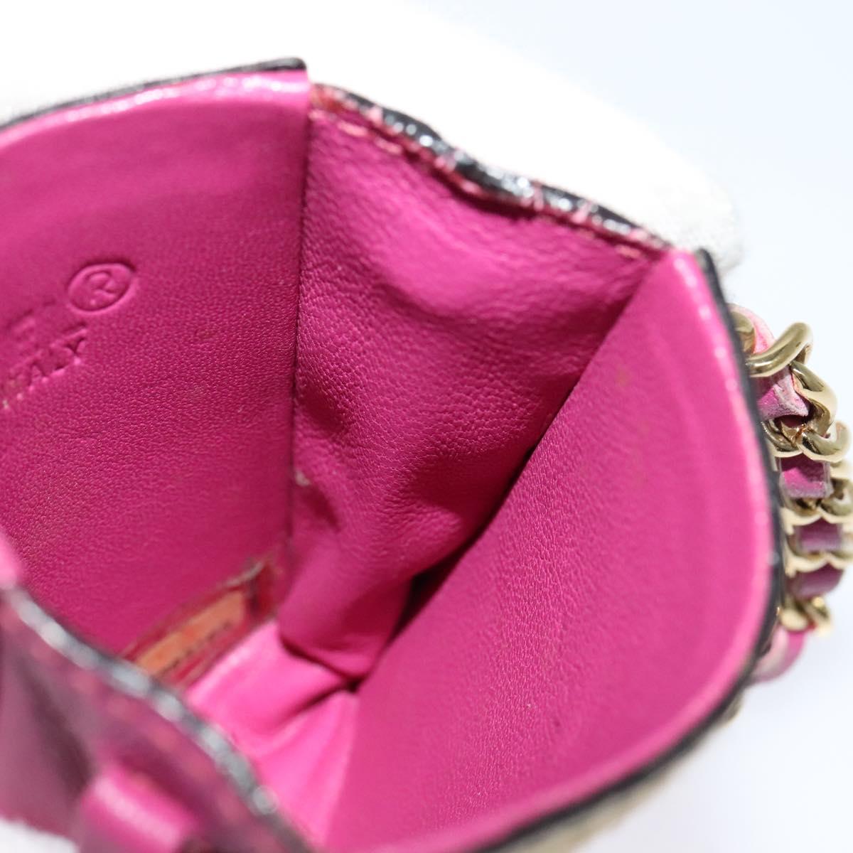 CHANEL Chain Cigarette Case Leather Pink CC 113829