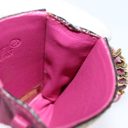 CHANEL Chain Cigarette Case Leather Pink CC 113829